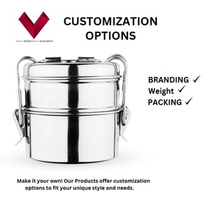 2025 Hot Selling Stainless Steel Tiffin Carrier Box 8*2 <b>Clip</b> for Hotels and Restaurants Daily Meal Lunch Boxes - Product Image 3