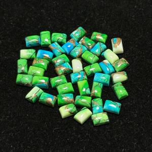 AAA + haute qualité taille personnalisée carré naturel paon cuivre Kingman Turquoise Cabochon vert bijoux en pierres précieuses en vrac - Product Image 2