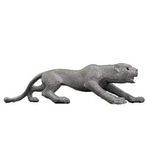 antique modern Electroplating animal decoration silver leopard