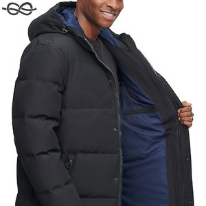 Chaqueta Parka extralarga con capucha de tela para hombres y mujeres Prendas de abrigo elegantes y cálidas con ajuste ajustable y material duradero - Product Image 6