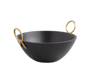 Bol à dessert en fer noir avec poignées métalliques, qualité supérieure, pour la table à manger à la maison. - Product Image 1