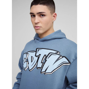 Conjunto de chándal personalizado para hombre de talla grande con Sudadera con capucha de algodón 100 por ciento y pantalones de chándal a juego para correr y ropa informal - Product Image 3