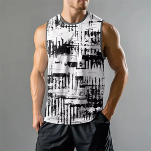Men's Summer Gym <b>Tank</b> <b>Top</b> <b>Knitted</b> 100% Cotton High Street Style Breathable Fitness Loose Tees - Product Image 1