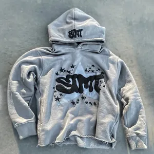 custom unisex oversized puff print hoodies men full zip up plus size men's hoodies with your own logo
