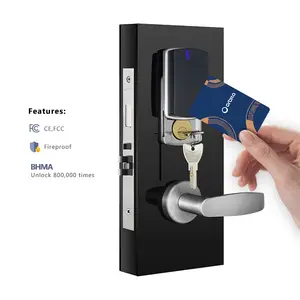 Good Performance BLE Silver Zigbee Black Key Card Hotel Room Lock for Resorts