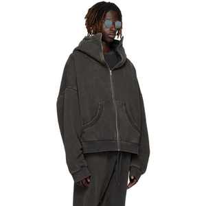 เสื้อฮู้ดดี้ผู้ชายแบบสวมหัว ขายส่ง ปักโลโก้ได้ สีดำล้วน ผ้าฝ้าย 100% กันน้ำ กันลม ลายเรียบ สำหรับฤดูหนาว - Product Image 1