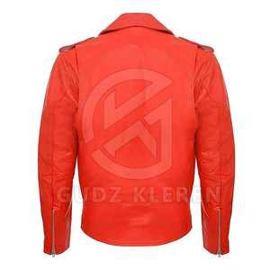 แจ็กเก็ตหนังแฟชั่นสำหรับผู้ชายเสื้อแจ็คเก็ตหนังแท้สำหรับผู้ชายดีไซน์ใหม่มีโลโก้ตามสั่ง - Product Image 2