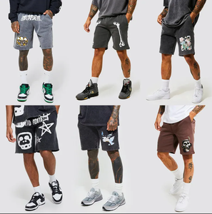 Personnalisé Chenille Broderie Logo Applique Haute Qualité 100% Coton Shorts Épais Short Ample Décontracté pour Hommes - Product Image 3