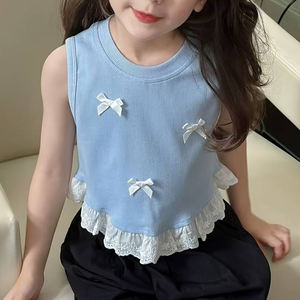 T-shirts d'été pour filles, de haute qualité, décontractés, unis, sans manches, col rond, doux, respirants, respectueux de la peau - Product Image 5