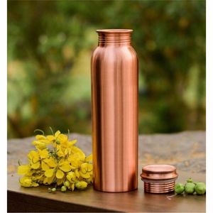 Pure Copper <b>Water</b> <b>Bottle</b> Ayurvedic Health Drinkware Leakproof Seamless Design Custom Logo <b>Bulk</b> Wholesale Business Gifts - Product Image 1