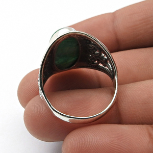 Bijoux de pierre de naissance de mai en argent sterling 925 pierre précieuse émeraude naturelle Style classique bague Boho pour femme filles bijoux faits à la main - Product Image 5