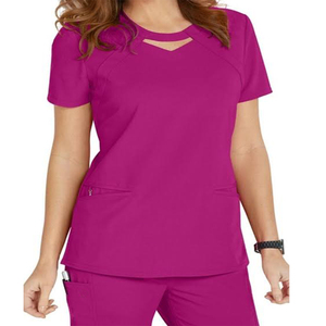 Traje de enfermera de manga corta ajustado personalizado, ropa de spa cómoda, uniforme de hospital en tela elástica suave - Product Image 4