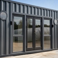 Bâtiment de bureau/villa en panneaux sandwich gris foncé à double conteneur