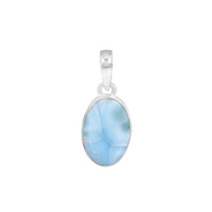 Colgante de plata Larimar natural, colgante de Larimar azul, colgante de piedras preciosas ovaladas, colgante de plata sólida 925, colgante hecho a mano para mujer - Product Image 1