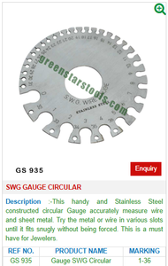 GS 935 Circular Swg Gauge Herramientas de joyería de metal para trabajos de joyería - Product Image 2