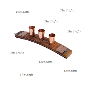 Verre en bois et cuivre et porte-gobelet porte-gobelet de service de forme rectangulaire fait à la main pour la vaisselle à la maison - Product Image 1