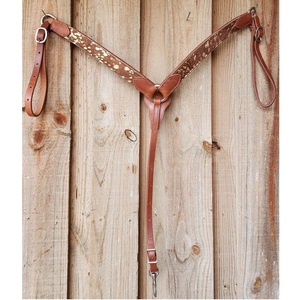 Rawhide Geometrical Grading Grey Overlay Quality Horse Western Headstall & Breastplate Leather Horse Breastplate and Headstall - Product Image 1