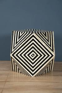 Table basse en incrustation d'os noir et blanc de qualité supérieure, fabriquée à la main par des artisans expérimentés pour les espaces de vie sophistiqués, au prix de gros - Product Image 3