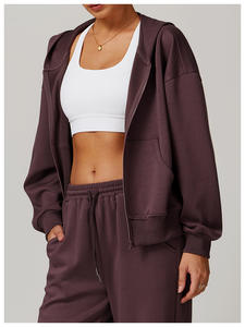 Nouvel arrivage de vêtements pour femmes sweats à capuche pour le sport fitness manteau zippé à manches longues pour femmes veste de gymnastique yoga décontractée et chaude en coton pelucheux - Product Image 6