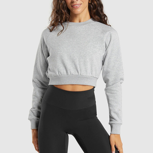 Sudadera recortada Premium para mujer, sudadera duradera para Yoga y trajes informales, Sudadera corta a medida para moda - Product Image 1