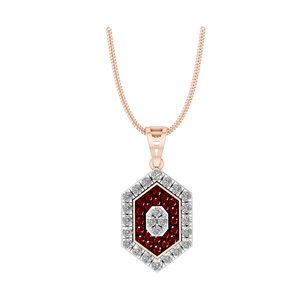 Pendentif en or massif 14K avec diamants et rubis cultivés en laboratoire pour femmes Bijoux fins OEM ODM Fabrication Inde Argent - Product Image 1
