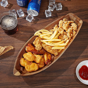 จานเสิร์ฟทรงเรือไม้อะคาเซียทำด้วยมือแบบพรีเมียมชามตกแต่งสำหรับของหวานหรือของตกแต่งบ้านจากเวียดนาม - Product Image 3