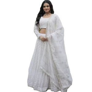 Dernier Designer Faux Georgette Séquence Fil Broderie Travail Lehenga Choli Par Fab Zone - Product Image 5