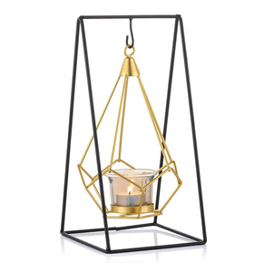Exclusivo nuevo tradicional elegante recubierto de oro Metal y vidrio vela tarro hogar Interior decorativo linterna titular para decorar el hogar - Product Image 1