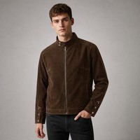 Veste de rue réversible pour homme en velours côtelé, coupe décontractée, style rétro, coupe-vent, respirante, col rabattable, idéale pour l'hiver