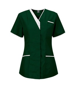Mujeres cuello en V Scrub Tops manga corta bolsillo uniforme médico veterinaria odontología ropa de trabajo enfermera de alta calidad - Product Image 4