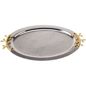 Decorative Stainless Steel Serving <b>Tray</b> with Antique Finished for Serving Beverages and <b>Snacks</b> - Product Image 5