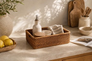 Handwoven <b>Wicker</b> <b>Storage</b> <b>Basket</b> Handmade <b>Storage</b> <b>Baskets</b> Natural Rattan Modern Multifunction Made in Viet Nam - Product Image 3