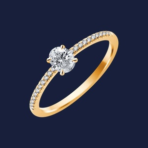 Anillo de microdiamantes ovalados Whispered con 1 diamante ovalado cultivado en laboratorio H+-SI de 0.30 quilates en oro macizo de 14K, producto a granel - Product Image 3