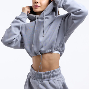 Sudadera corta con capucha transpirable para mujer con impresión de logotipo personalizado bordado ropa informal OEM proveedor directo de fábrica del fabricante - Product Image 2