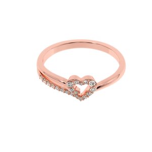 AJRETAIL 0.15ct Anillo de diamante natural de onda de corazón brillante HI Color Chapado en oro de claridad de VS-SI para bodas Oro amarillo y blanco - Product Image 5