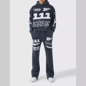 Ensemble de survêtement ample unisexe pour homme, 2 pièces, sweat-shirt et pantalon de survêtement, OEM, sur mesure, ensemble de jogging pour la salle de sport, fabricant - Product Image 4