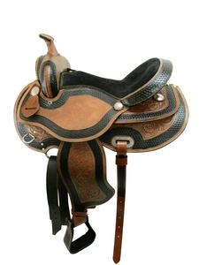 อานม้าหนังสไตล์ตะวันตกแกะสลักด้วยมือพร้อมวัวนิ่มและเหล็กเหล็กที่เหมาะสมสำหรับผลิตภัณฑ์ขี่ม้า - Product Image 3