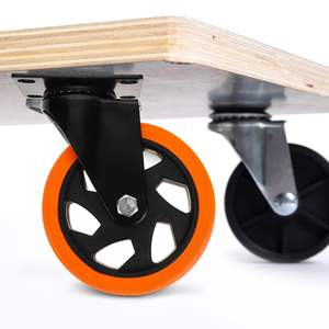 4 인치 대형 하중지지 앵글 휠 프리미엄 오렌지 폴리 우레탄 회전 플레이트 잠금 캐스터 휠 내구성 회전 플레이트 - Product Image 4