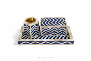 Juego de quemador Chevron Bakhoor verde esmeralda con incrustaciones de nácar incienso indio ecológico de acero inoxidable aromático - Product Image 1