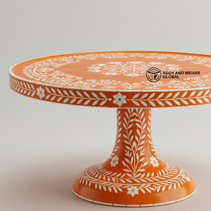 Support à gâteau rond en os incrusté fait à la main pour anniversaire/anniversaire de mariage, élégante assiette de service pour desserts et réceptions - Product Image 3