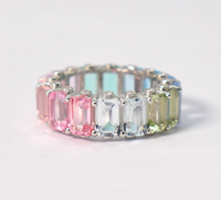 Regenboog Saffier Band Emeralds Cut Lab Multi Saffier Eternity Band 92.5 Sterling Zilver Stapelring Black Friday Sale
