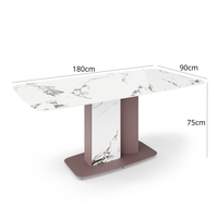 Table à manger rectangulaire contemporaine en marbre Bordeaux 6 places – Design stable pour mobilier de maison