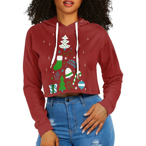 Vente en gros Nouveaux modèles 2026 Sweat-shirts à capuche courts personnalisés avec logo personnalisé Sweat-shirts courts décontractés pour femmes en coton doux uni Sweat-shirts courts pour femmes OEM - Product Image 1