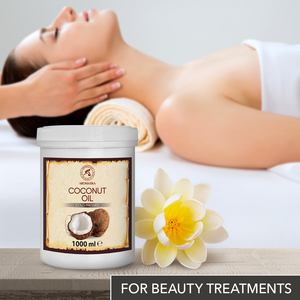 น้ำมันมะพร้าวขายส่ง 1000 มล. Aromatika น้ำมันบริสุทธิ์ 100% สกัดเย็น 1 ลิตร สำหรับสปา ร้านเสริมสวย นวด และทำสบู่ - Product Image 4