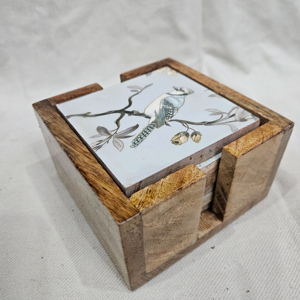 Posavasos Cuadrados de Madera Personalizados Hechos a Mano con Arte de Ondas Mina para el Hogar, Oficina, Regalo de Inauguración, para Grabado Láser - Product Image 1