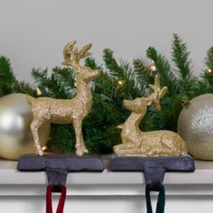 Holiday Sparkle Christmas Stocking Holder Metal <b>Stand</b> Fireplace Mantel Decor Reindeer Elf Snowflake <b>Santa</b> Stocking Display - Product Image 4