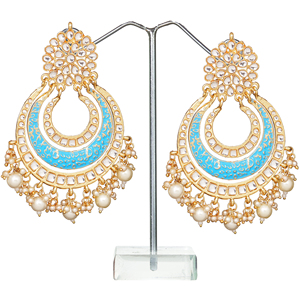 Statement <b>Drop</b> Chandelier <b>Earrings</b> Gold Plated Alloy Bead Embellishment Durable Metal Base for <b>Bridal</b> Party Wear Women's Jewelry - Product Image 2