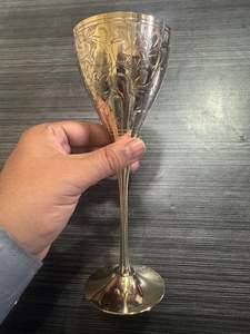 Verres à vin en laiton gravés à la main, bord doré, écologiques, tige en métal, gobelets à vin rouge pour boire - Product Image 5