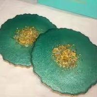 Sous-verres en résine époxy motif floral avec support, moules écologiques, plateau en silicone traditionnel peint à la main par ARTISAN CRAFT