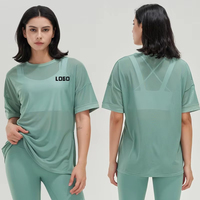 T-shirt en maille unisexe personnalisé avec logo, léger, respirant, à manches courtes, pour la gym, le yoga, le sport, séchage rapide, extensible dans quatre directions